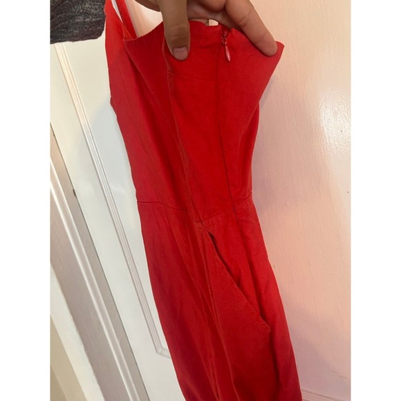 Cynthia Rowley Red 100% Linen Jumpsuit Size 8 - Picture 4 of 8